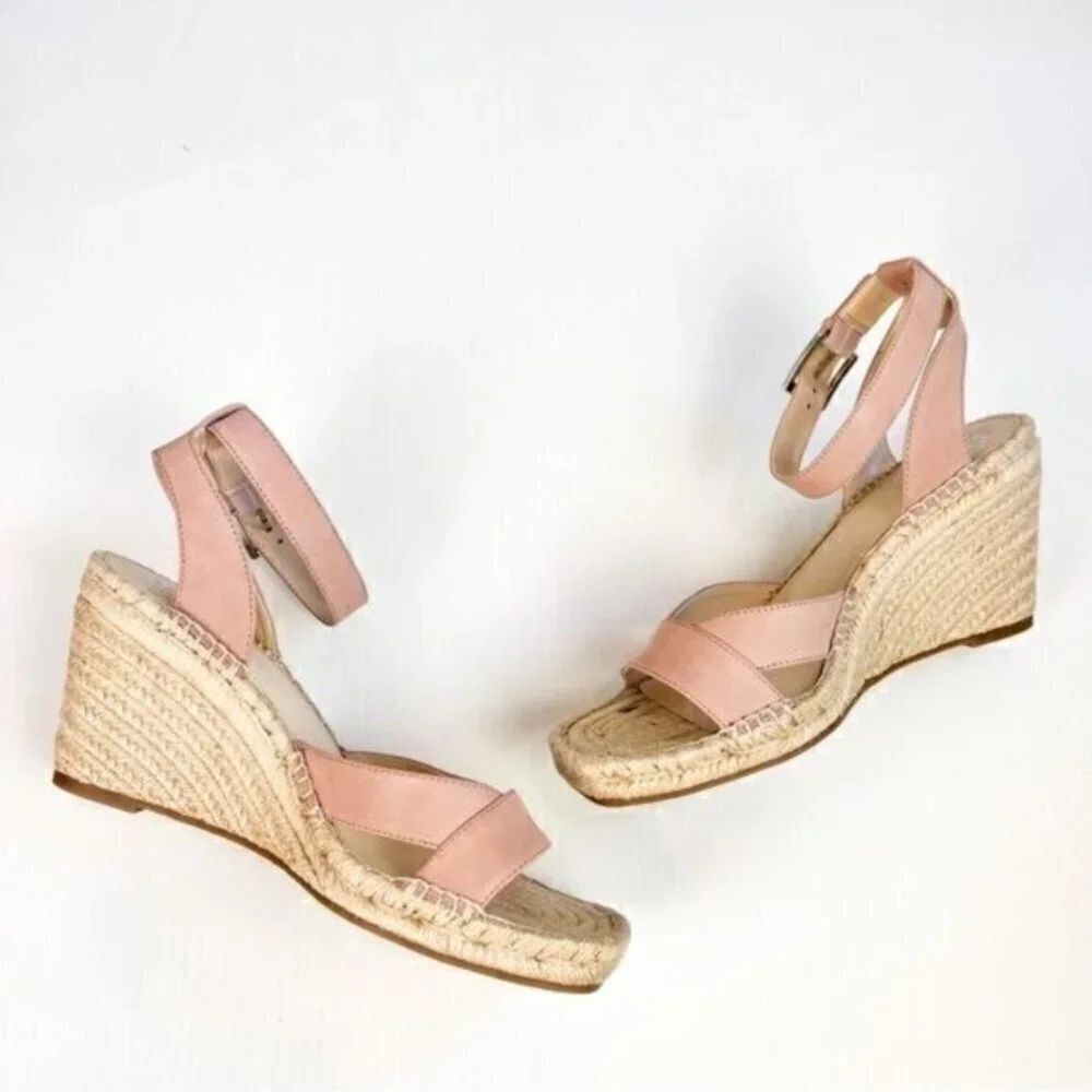 VINCE CAMUTO WOMENS MEEHAN TAN ESPADRILLE WEDGE SANDAL SIZE 10M